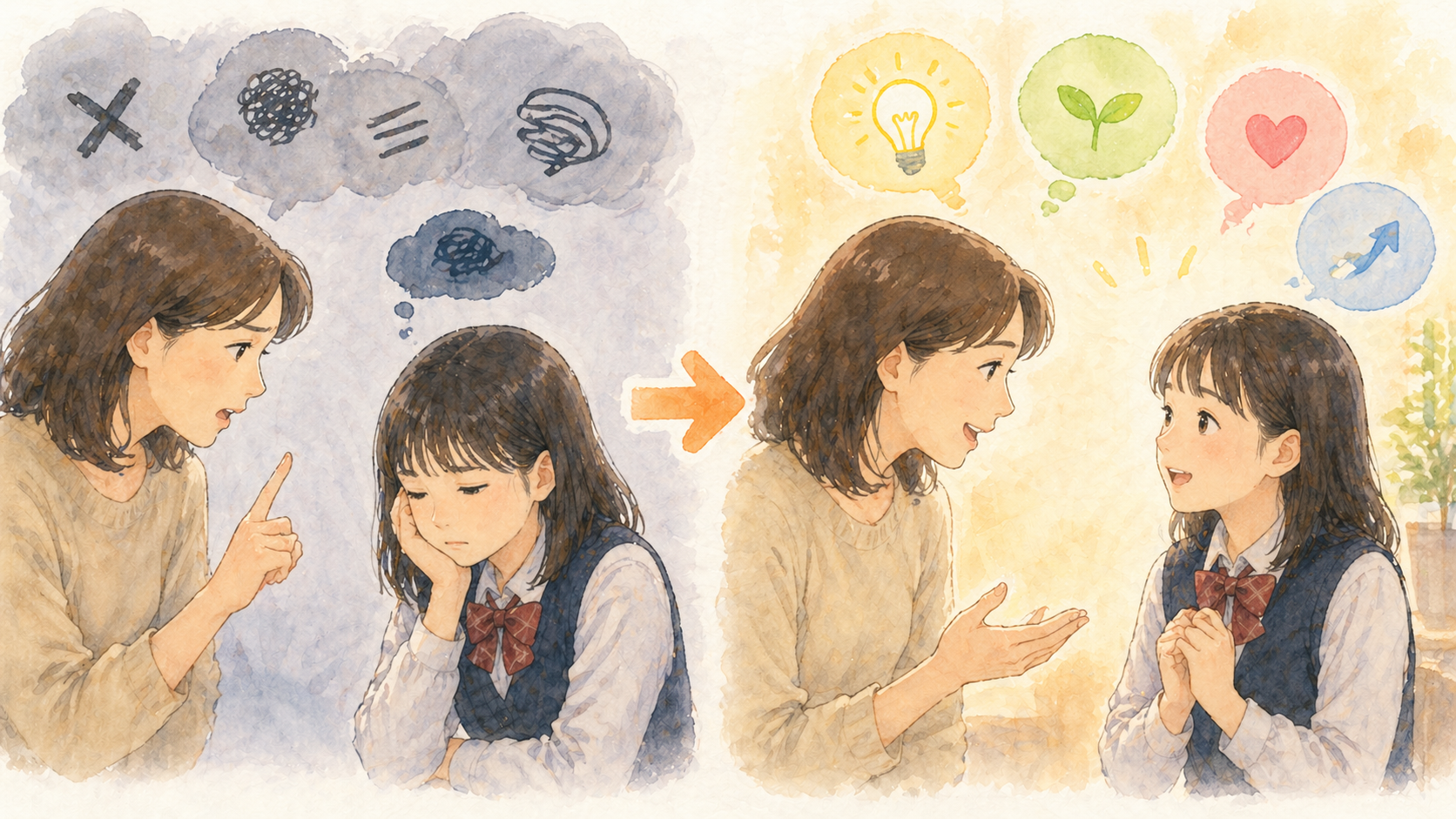 言葉を変えるコミュニケーションのイラスト