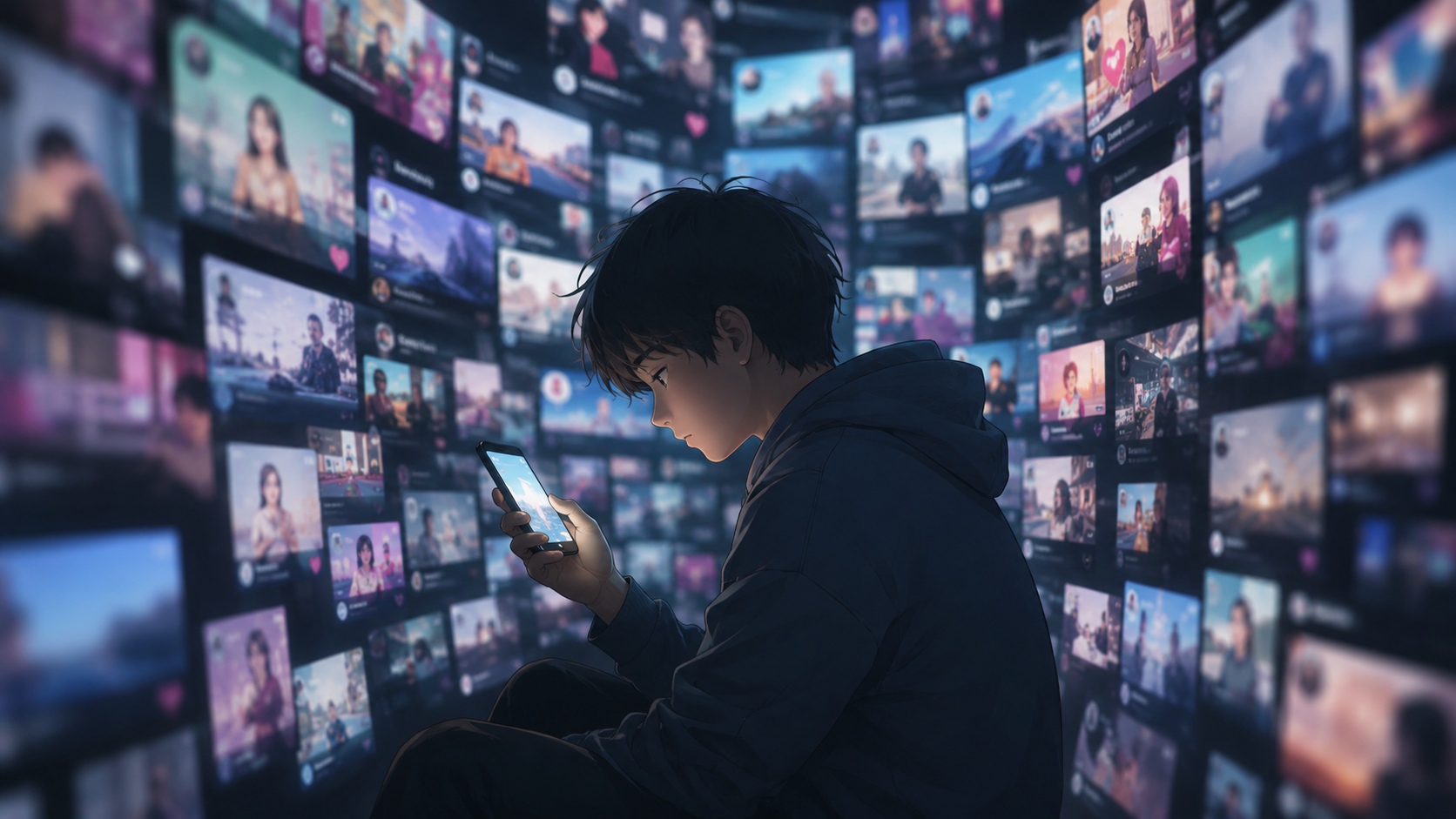 SNSのアルゴリズムがあなた専用の世界を作るイメージ図