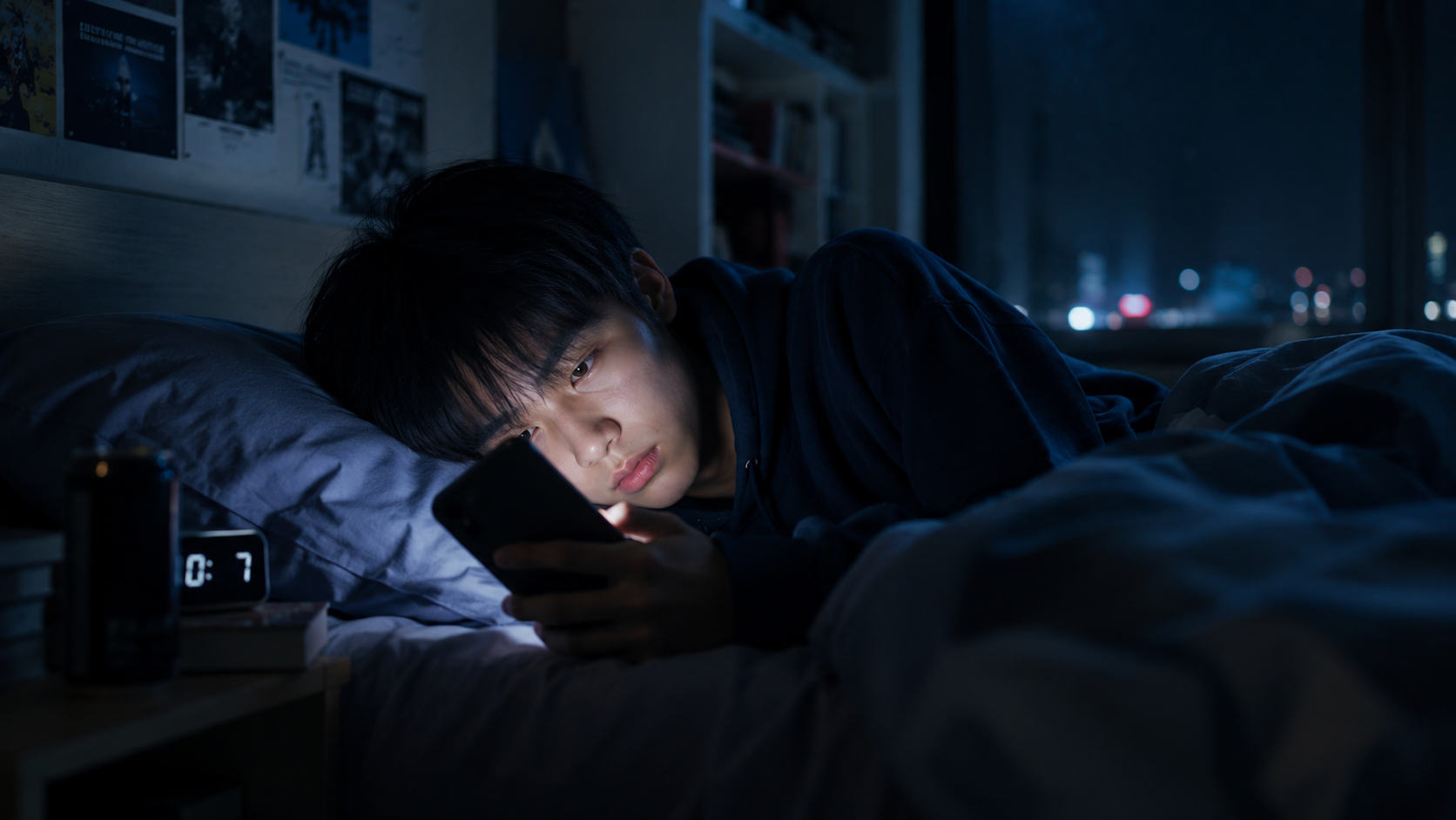 スマホを使い続ける学生のイメージ